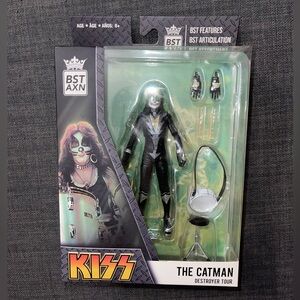 BST AXN KISS Destroyer Tour: THE CATMAN Peter Criss 5" Figure & Accessories NIB